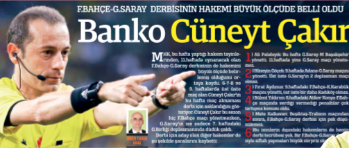 Dev derbi  Çakır’ın